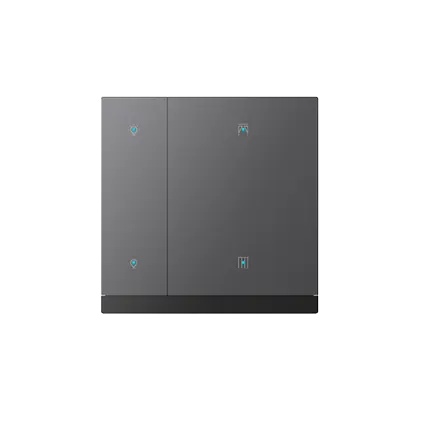 GVS Waltz KNX push-button in grey: four square metal buttons with small light-blue status icons