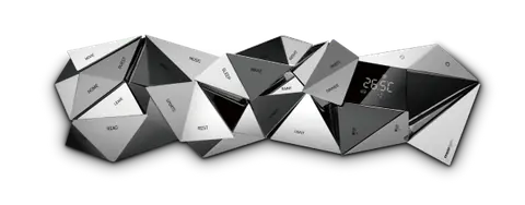 Moorgen Monaco Supercar smart panel in Belgium Silver: faceted mirror-silver and black segments with a temperature display