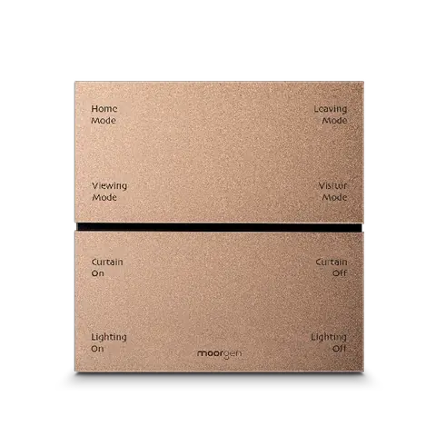 Moorgen Swiss frameless panel in Champagne Gold with engraved scene labels